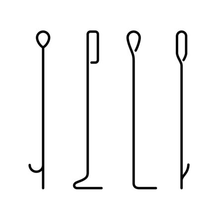Fire pokers for coals set. Fireplace acessories design. Outline style iron shapes. Adjustable stroke width.のイラスト素材