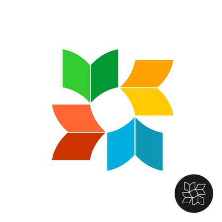 Books. Colorful books in a circle sign. Library or dictionary symbol. Creative knowledge icon.のイラスト素材