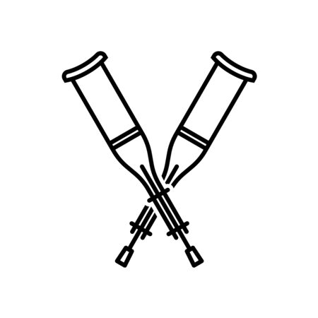 Crutches crossed icon. Walking crutches logo. Adjustable stroke width.のイラスト素材