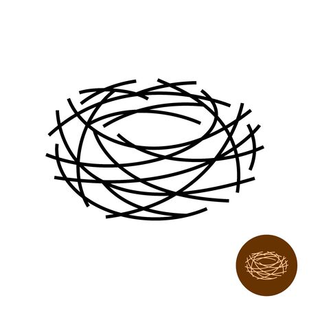 Nest . Thin lines empty birds nest isolated symbol. Adjustable stroke width.のイラスト素材