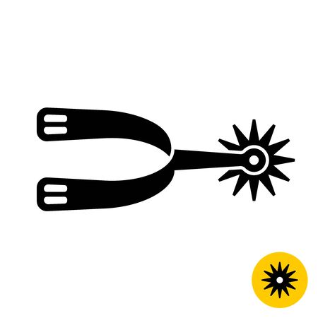 Cowboy horse riding spur for boot icon with star shape sharp disk.のイラスト素材