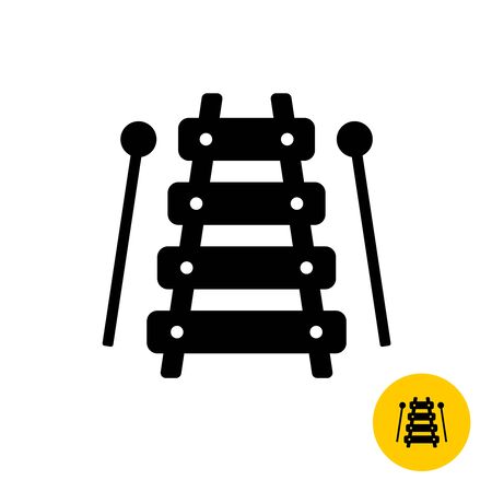 Xylophone toy simple silhouette icon with sticks.のイラスト素材