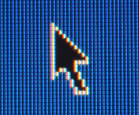 computer arrow on screen -macroの写真素材