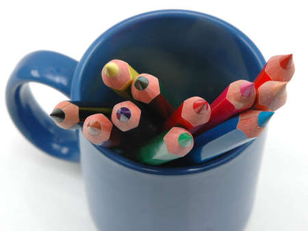 Crayons in mugの写真素材