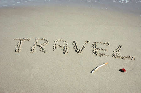 Inscription on  sandy beach の写真素材