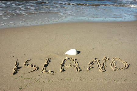 Island with shell on beachの写真素材