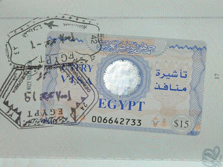 Egyptian visa in passportの写真素材