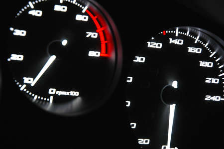 Tachometer and Speedometer on dashboard