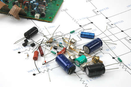 Electronic components on electronic scheme 