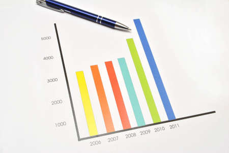 Printed finance statistics over a distance area of of years の写真素材