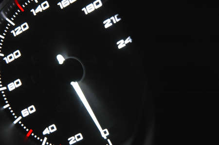 highlighted speedometer on the control panel の写真素材