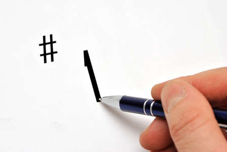 Number one on white backgroundの写真素材