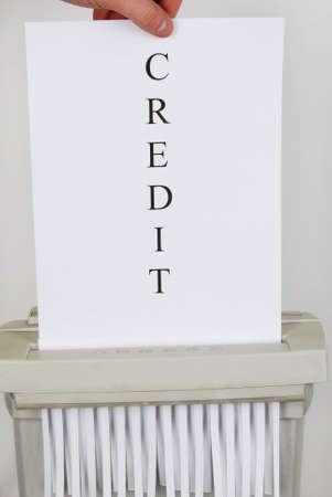 End of credit in paper shredderの写真素材