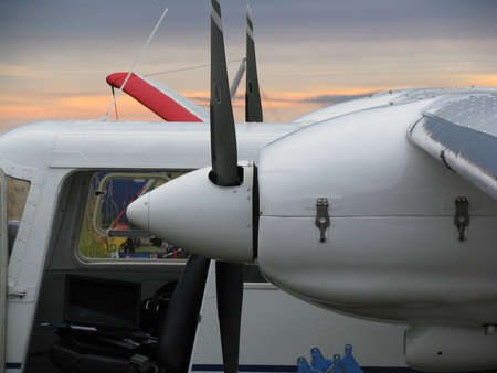 Bussiness airplane on airport -closeup