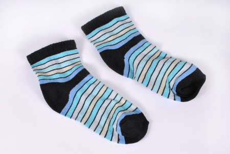 Pair if children's socks on white backgroundの写真素材