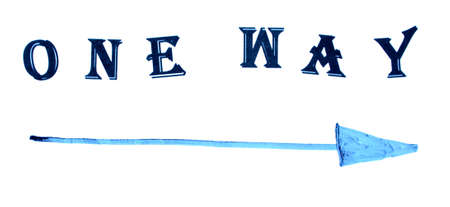 One way conception on white backgroundの写真素材