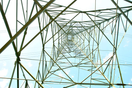 High-voltage tower-  Power Lineの写真素材