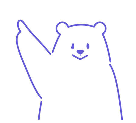 the polar bear is pointing upper like teaching the directionのイラスト素材