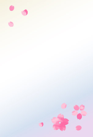 Cherry blossom mourning visit postcard (no sentence)のイラスト素材