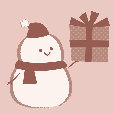 Illustration of a snowman holding a presentのイラスト素材