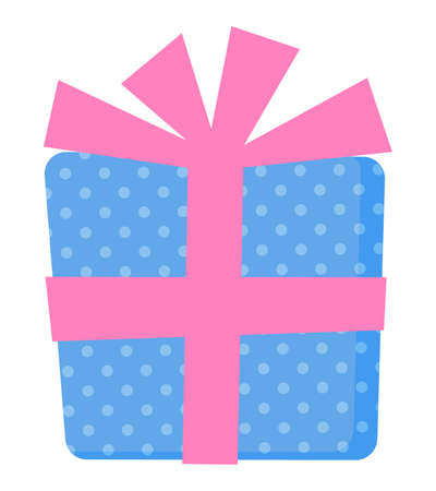 cute blue present gift boxのイラスト素材