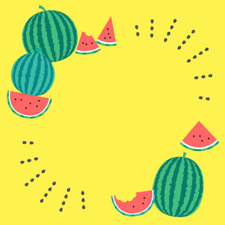 Summer  flat design frame with watermelons.のイラスト素材