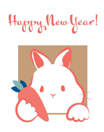 A rabbit holding a carrot in a square windowのイラスト素材