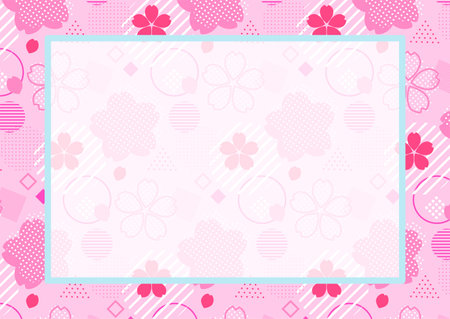Card design of pop and cute shapes and cherry blossom patternのイラスト素材