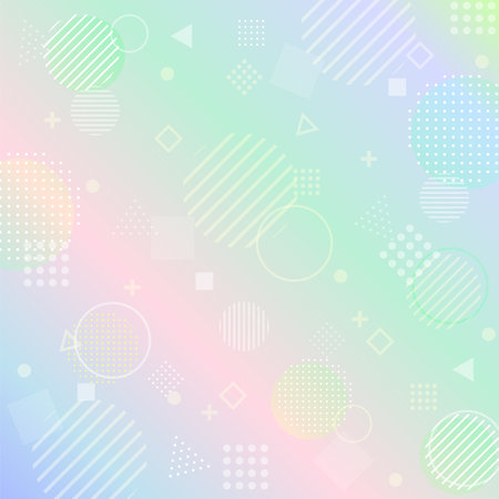 Abstract background  with pastel colored gradient and various shapesのイラスト素材