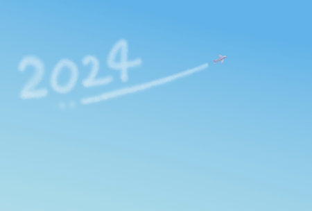 Contrail drawing 2024 letters in the sky