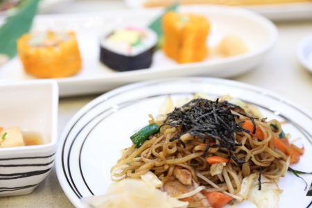 Hot Stir-Fried Noodles in Japanese Foodの写真素材