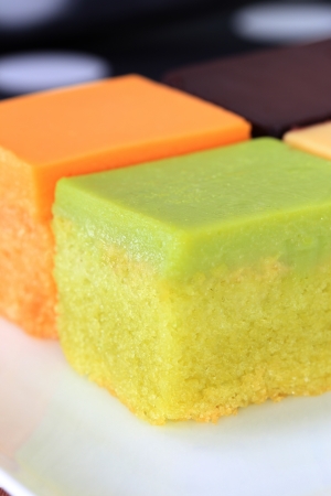 Colorful of Chiffon Cake on Plateの写真素材