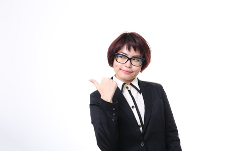 The Asian businesswoman showing thumb up.の写真素材