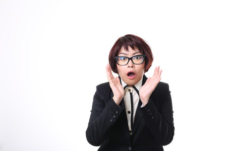 The Asian businesswoman is surprised.の写真素材