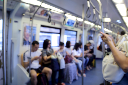A lot of passenger in the public train.のeditorial素材