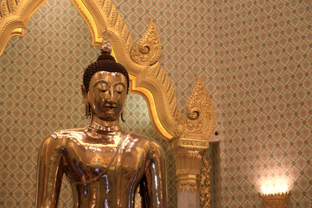Bangkok, Thailand -February 10, 2013: The golden buddha statue located at Wat Traimit, Bangkok,...