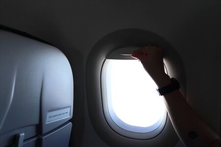The window of the aeroplane.の写真素材