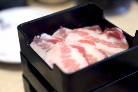 The raw bacon prepared for cook.の写真素材