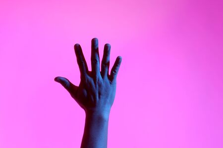 Hands posing on the white background.