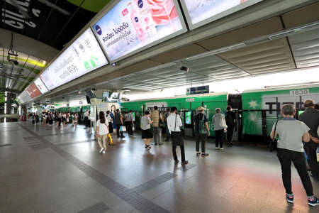 Bangkok, Thailand - September 29, 2020: The The view of Siam BTS skytrain loacated at Bangkok, Thailand.のeditorial素材