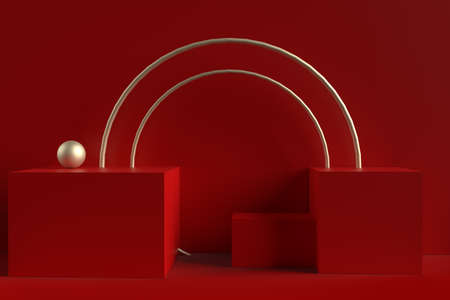 The abstract red color 3D rendering background.の写真素材