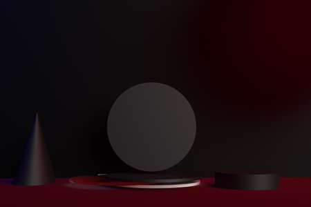 The abstract dark 3D rendering background.