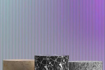 The abstract minimal 3D rendering background in vivid color light.
