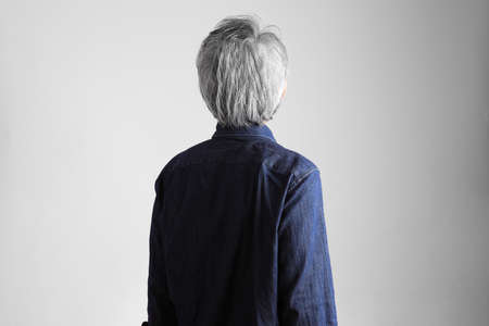 The rear vie of senior Asian man.の写真素材
