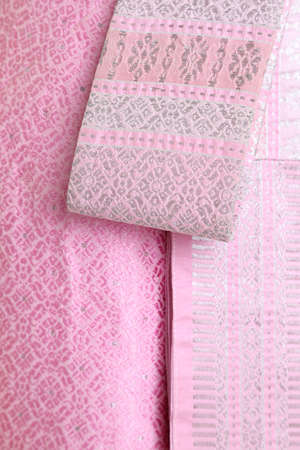 The macro picture of Thai silk skirt.の写真素材