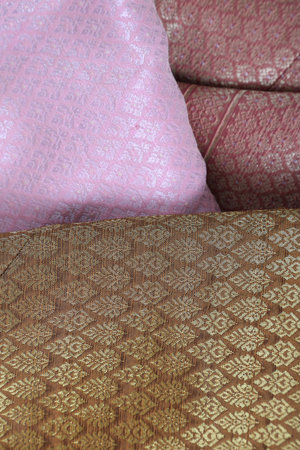 The macro picture of Thai silk skirt.の写真素材