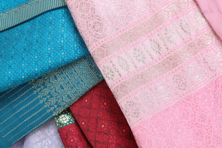 The macro picture of Thai silk skirt.