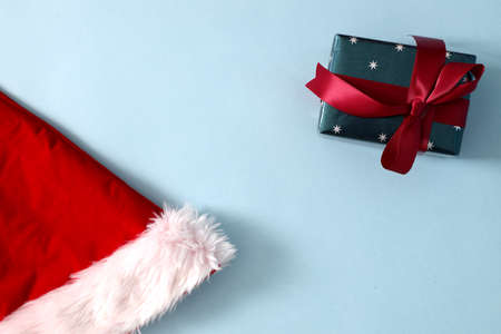 The isolated Christmas gifts on the blue background.
