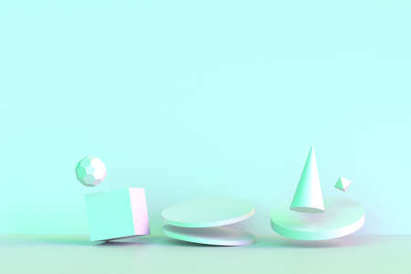 The 3d rendering object floating mid air in the vivid light.の写真素材