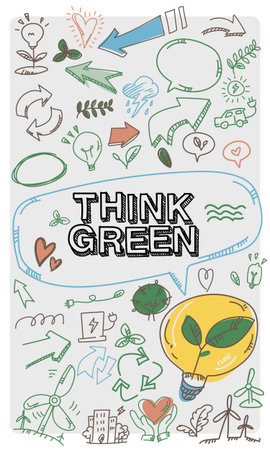 A vector file featuring ecology-themed doodle illustrations.のイラスト素材